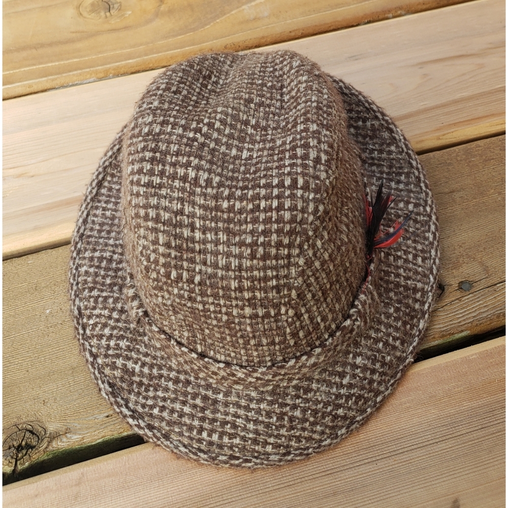 SOLD Wool Tweed Vintage Fedora Hat Fall Style S - Picture 3 of 6